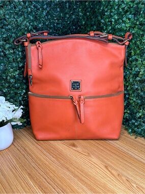 Dooney & Bourke Orange Leather Shoulder Crossbody Bag
